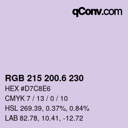 カラーコード: RGB 215 200.6 230 | qconv.com
