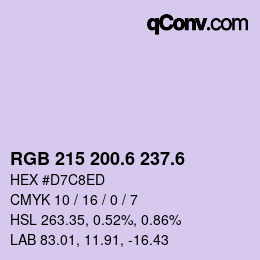 カラーコード: RGB 215 200.6 237.6 | qconv.com