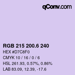カラーコード: RGB 215 200.6 240 | qconv.com