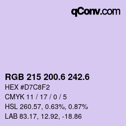 カラーコード: RGB 215 200.6 242.6 | qconv.com