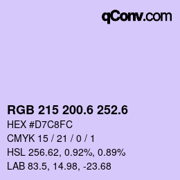 カラーコード: RGB 215 200.6 252.6 | qconv.com
