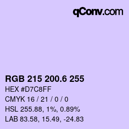 カラーコード: RGB 215 200.6 255 | qconv.com