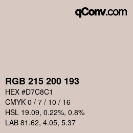 颜色代码: RGB 215 200 193 | qconv.com