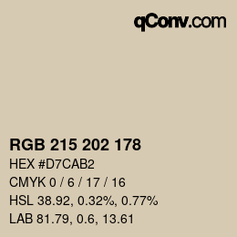 颜色代码: RGB 215 202 178 | qconv.com