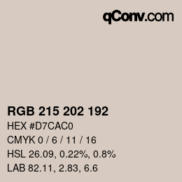 Color code: RGB 215 202 192 | qconv.com