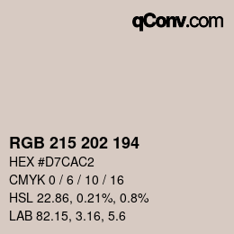 カラーコード: RGB 215 202 194 | qconv.com