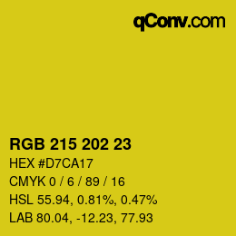 カラーコード: RGB 215 202 23 | qconv.com