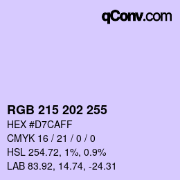Color code: RGB 215 202 255 | qconv.com