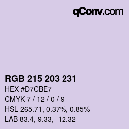 Farbcode: RGB 215 203 231 | qconv.com