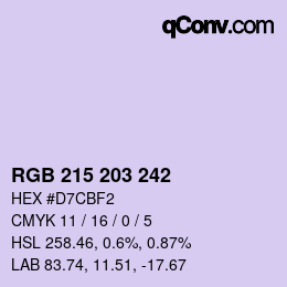Farbcode: RGB 215 203 242 | qconv.com