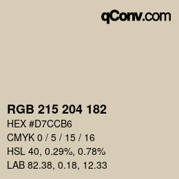 カラーコード: RGB 215 204 182 | qconv.com