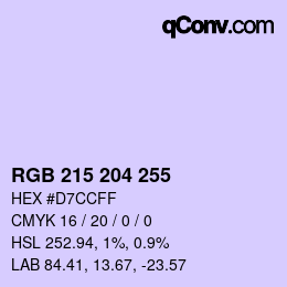 Color code: RGB 215 204 255 | qconv.com