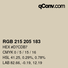 Color code: RGB 215 205 183 | qconv.com