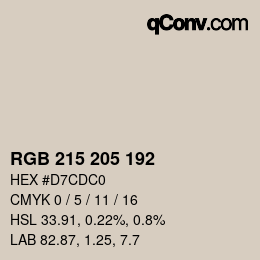 Color code: RGB 215 205 192 | qconv.com