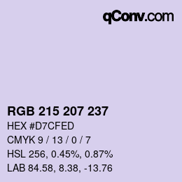 颜色代码: RGB 215 207 237 | qconv.com