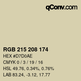 カラーコード: RGB 215 208 174 | qconv.com