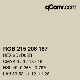 Color code: RGB 215 208 187 | qconv.com