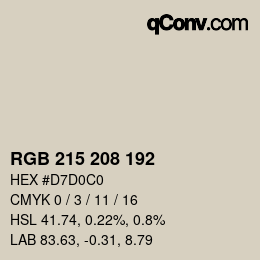 颜色代码: RGB 215 208 192 | qconv.com