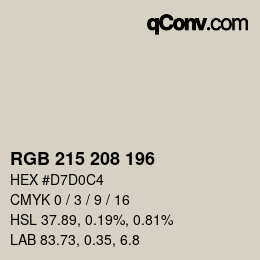 颜色代码: RGB 215 208 196 | qconv.com