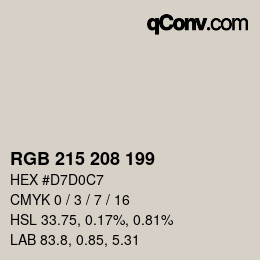 Color code: RGB 215 208 199 | qconv.com