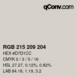 カラーコード: RGB 215 209 204 | qconv.com