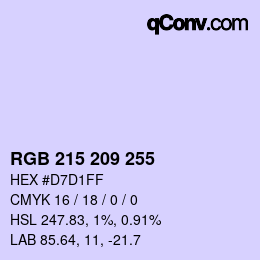 Color code: RGB 215 209 255 | qconv.com