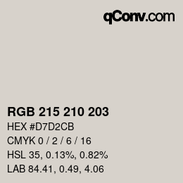 Color code: RGB 215 210 203 | qconv.com