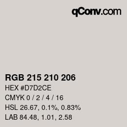 Farbcode: RGB 215 210 206 | qconv.com