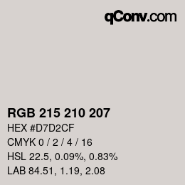 Color code: RGB 215 210 207 | qconv.com