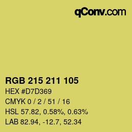 カラーコード: RGB 215 211 105 | qconv.com