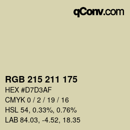 カラーコード: RGB 215 211 175 | qconv.com