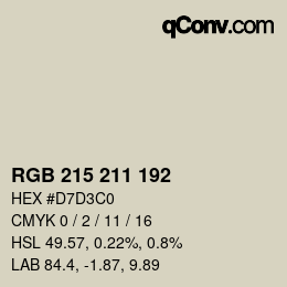 カラーコード: RGB 215 211 192 | qconv.com