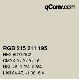 Color code: RGB 215 211 195 | qconv.com