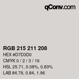 Color code: RGB 215 211 208 | qconv.com