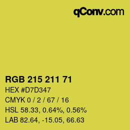 Color code: RGB 215 211 71 | qconv.com