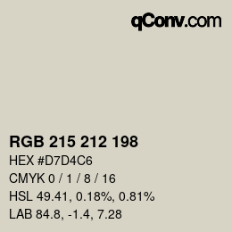 Código de color: RGB 215 212 198 | qconv.com