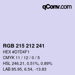 カラーコード: RGB 215 212 241 | qconv.com