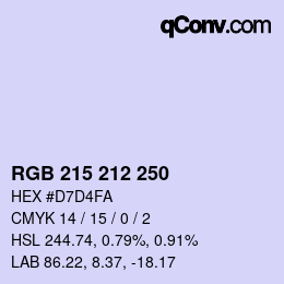 カラーコード: RGB 215 212 250 | qconv.com