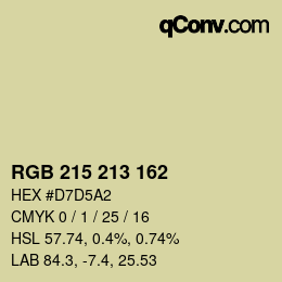 カラーコード: RGB 215 213 162 | qconv.com