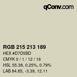 カラーコード: RGB 215 213 189 | qconv.com