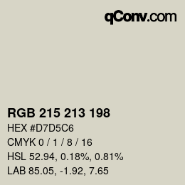 Color code: RGB 215 213 198 | qconv.com