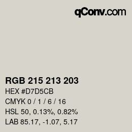 颜色代码: RGB 215 213 203 | qconv.com