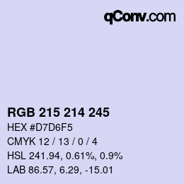 カラーコード: RGB 215 214 245 | qconv.com