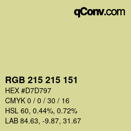 カラーコード: RGB 215 215 151 | qconv.com