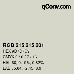 カラーコード: RGB 215 215 201 | qconv.com