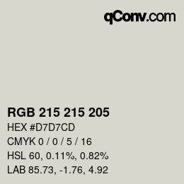 カラーコード: RGB 215 215 205 | qconv.com