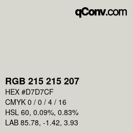 Color code: RGB 215 215 207 | qconv.com