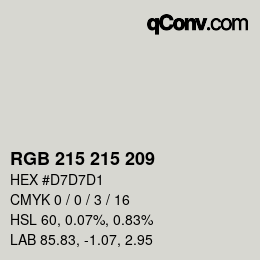 Farbcode: RGB 215 215 209 | qconv.com