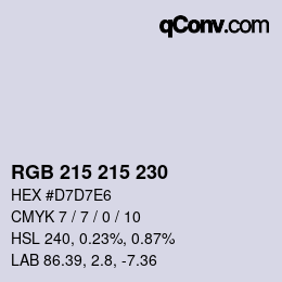 颜色代码: RGB 215 215 230 | qconv.com