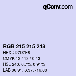 Color code: RGB 215 215 248 | qconv.com